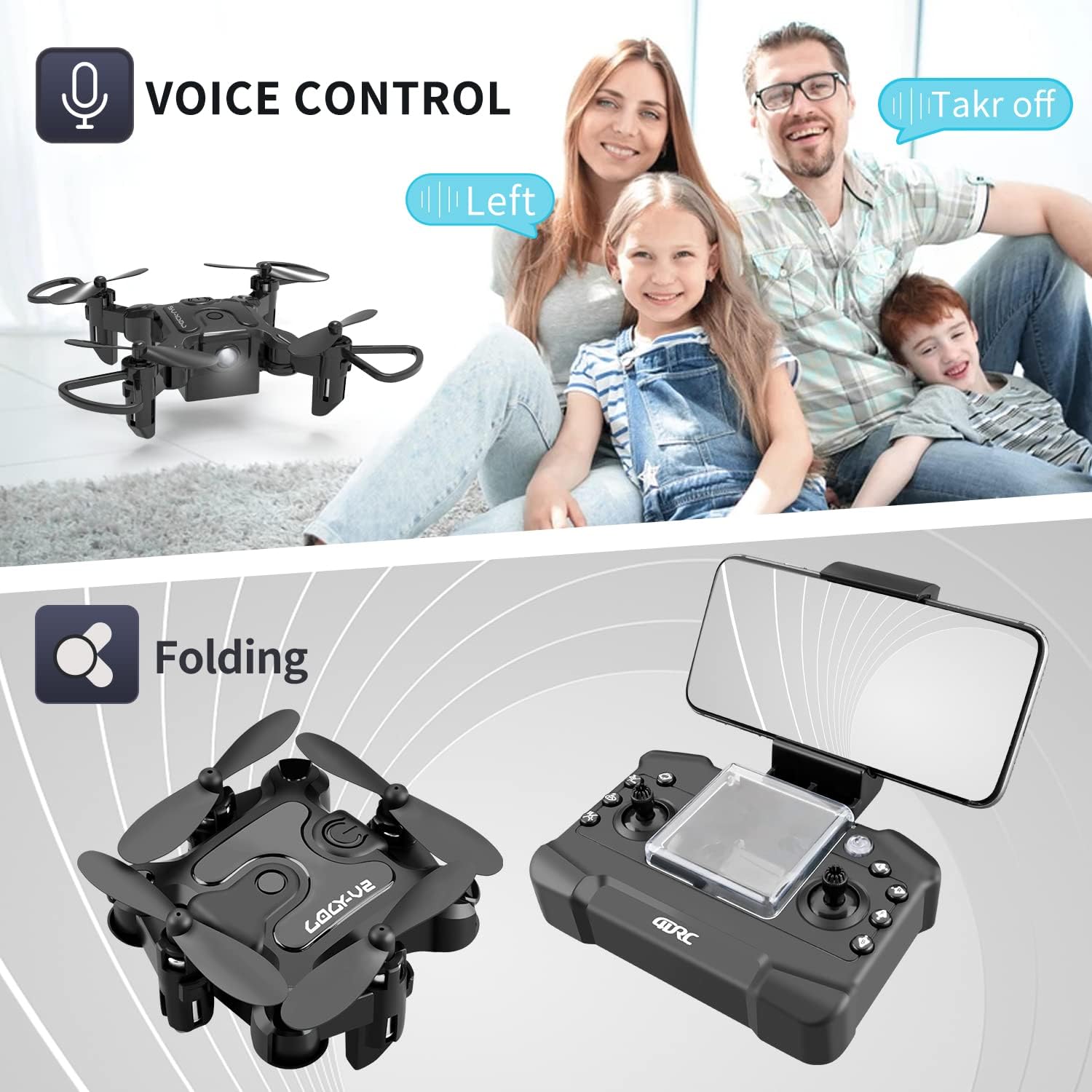 DE 4DRC V2 Mini Drone Selfie WIFI FPV With HD Camera Foldable Arm RC Quadcopter Toy