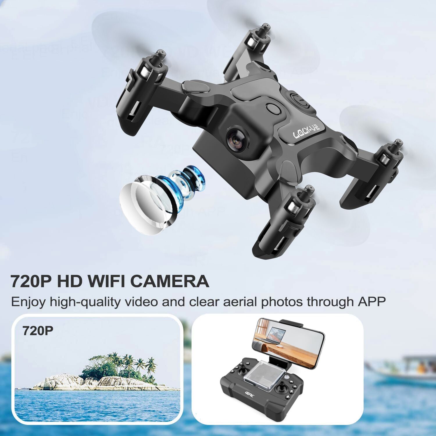 DE 4DRC V2 Mini Drone Selfie WIFI FPV With HD Camera Foldable Arm RC Quadcopter Toy